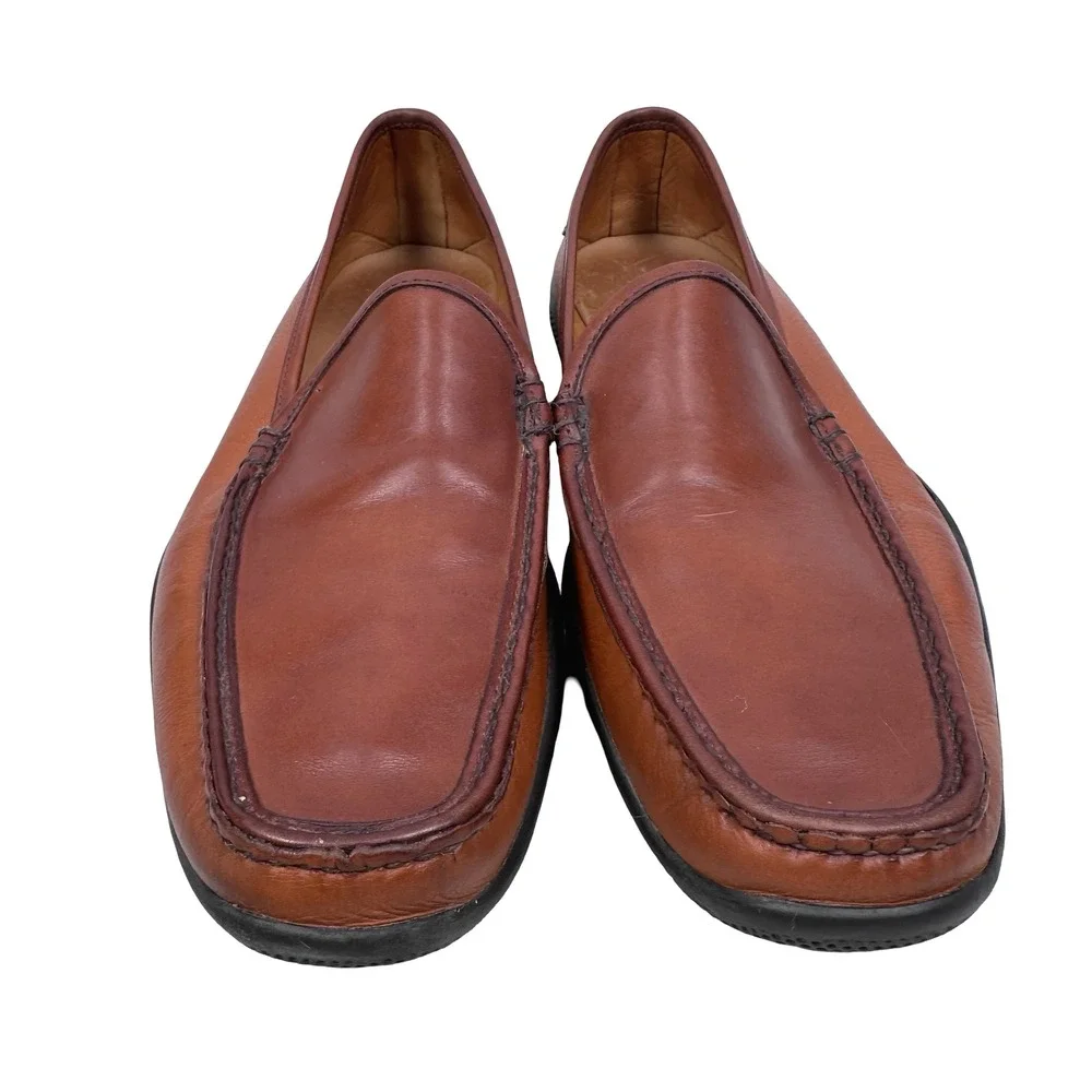 Allen Edmonds Conway Brown Leather Loafers Mens 12 B Square Toe 42908 USA Made
